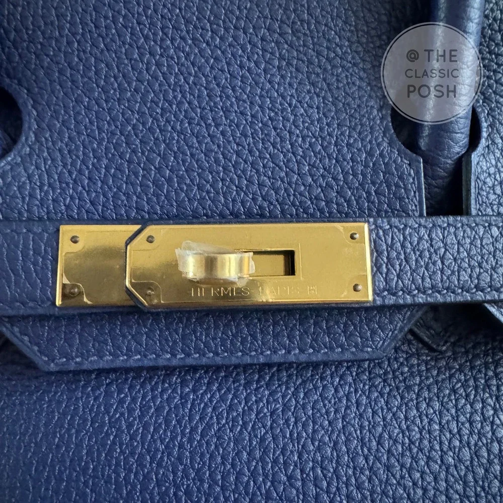 EUC Hermes Birkin 30 Epsom Blue Nuit Gold HW Tote Bag C Stamp 2018 - Picture 4 of 14